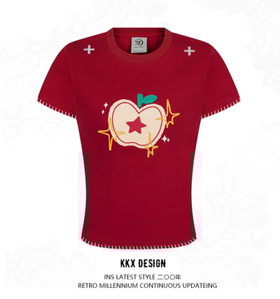 Retro simple hot girl short sleeve T-shirt