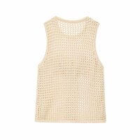 Simple and versatile hollow crochet sleeveless vest top - Thumbnail 1