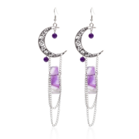Witchy Crescent Moon Crystal Stone Earrings - Thumbnail 4