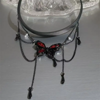 Black Butterfly Gothic Punk Statement Jewelry - Thumbnail 3