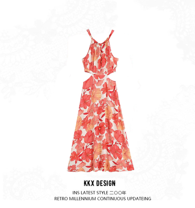 Halter neck print dress