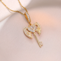 Cute Angel Wings Zircon Pendant Necklace - Thumbnail 2