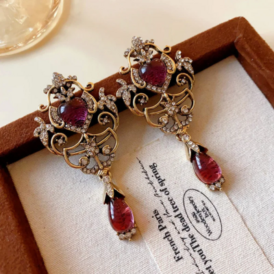 French elegant crystal drop earrings