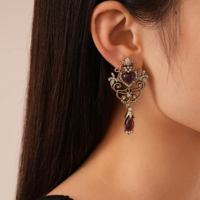 French Elegant Crystal Drop Earrings - Thumbnail 4