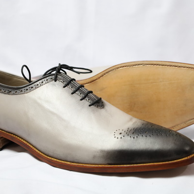 Crafted leather classic gray leather lace up dress shoes
