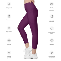Faith First High-Waisted Pocket Leggings  Plum Gold Edition | Chayilpreneur Activewear - Thumbnail 4