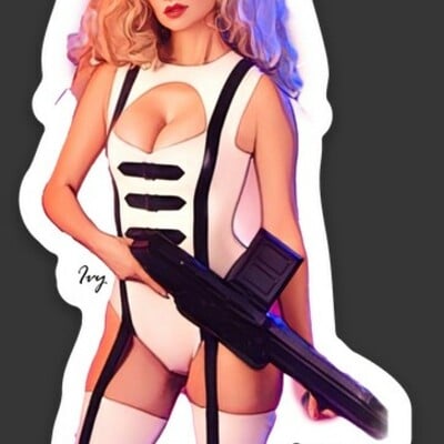 Barbarella 1.68″ × 3″ die cut sticker - Thumbnail 1