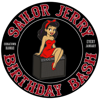 Sailor Jerry Birthday Bash Circle Design T-shirt // Traditional Cut (Full-Color on White or Black fabric)