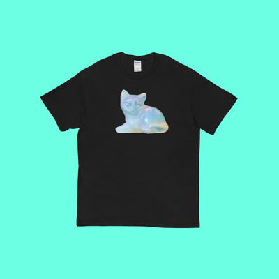 Pearl Cat T Shirt Black