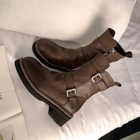 Washed calfskin leather platform ankle boots 2 colors - Thumbnail 5
