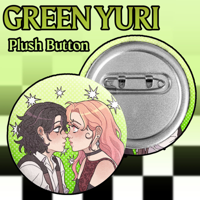 Green yuri minky plush button 58mm