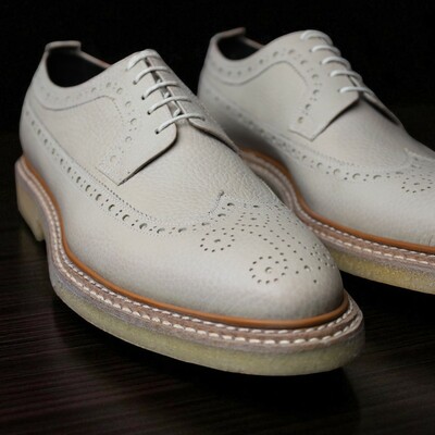 Crafted leather handmade men genuine grain leather oxford dress shoes