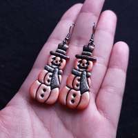 Pumpkin Snowman Clay Earrings - Thumbnail 6