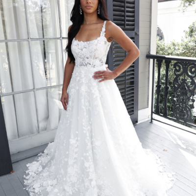 Charming square neck mermaid lace wedding dresses