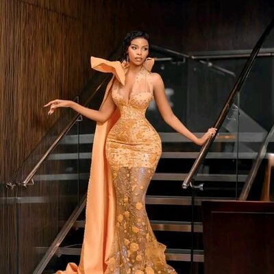 Luxury mermaid sequins lace prom dresses 3d flowers floral african girls evening gowns formal party gowns - Thumbnail 1
