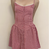 Lace Check Single Breasted Slip Dress - Thumbnail 6