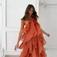 Gorgeous Flowy Layered Ruffles Long Dress - Thumbnail 4