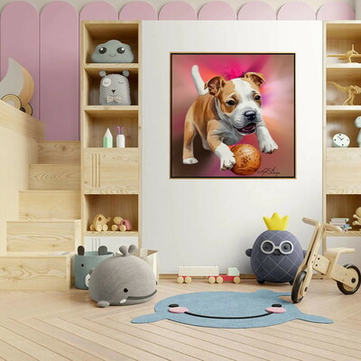 Pit bull puppy art print
