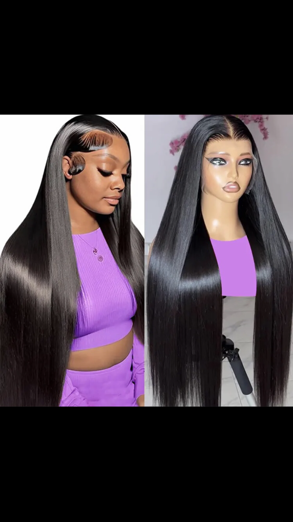 100% Malaysian Human Hair 13x6 Lace Front Wig 38 Inches Bone Straight, 200% Density