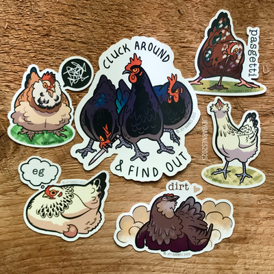 Cluck around sticker