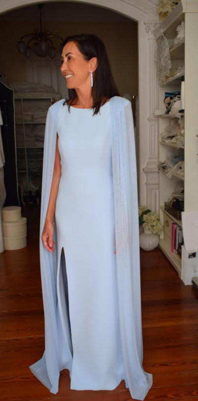 Simple Light Blue Chiffon Evening Gowns Wedding Guest Dress