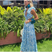 Boho Print Ruffle Long Dress with Hollow Out Detail  - Thumbnail 3