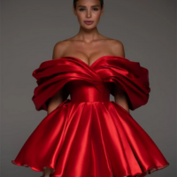 Pleated Ball Gown Style Corset Cocktail Dress for Women - Thumbnail 2