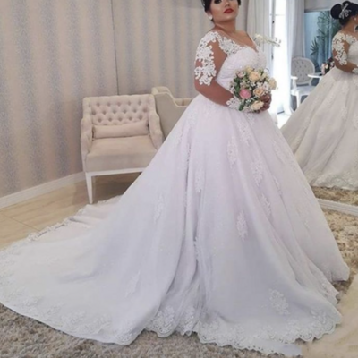 Plus size wedding dresses with lace appliques,1964 - Thumbnail 1
