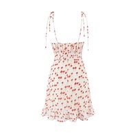 Retro V-neck floral suspender dress - Thumbnail 1