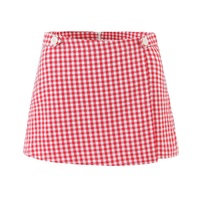 Plaid Short Skirt Culottes Square Neck Sweet Plaid Camisole Set - Thumbnail 1