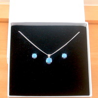 BOXED GIFT SET/Sterling Silver Blue Opal Solitaire Pendant & Chain/Silver Blue Opal Necklace UK/Opal Jewellery/October Birthstone/Opal Earrings - Thumbnail 9