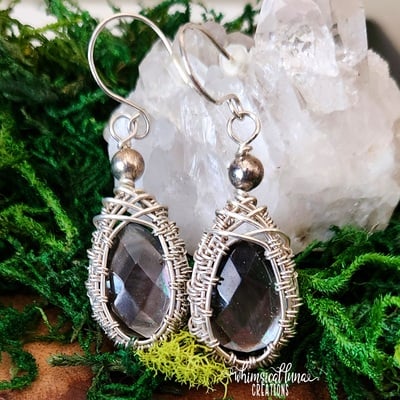 Sterling silver earrings w/faceted labradorite - Thumbnail 5