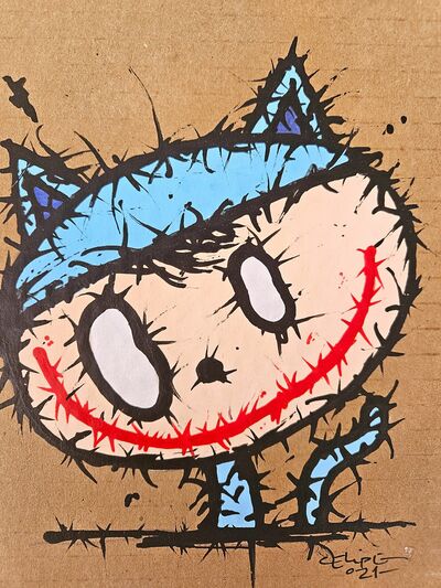 🐱 Painting by Celipe Perroloco"Blue Cat" 