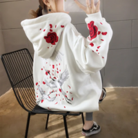 Crane and Rose Embroidered Hoodie - Thumbnail 4