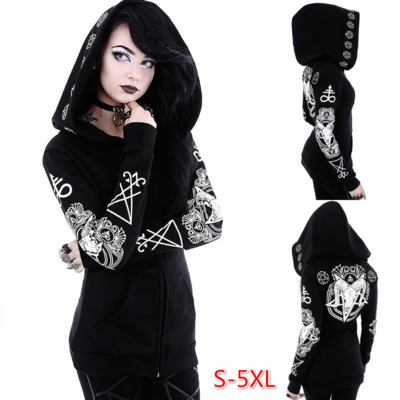 EdgyGothic Black Hooded Punk Coat