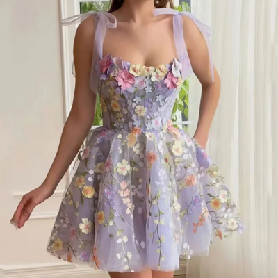 Purple fairytale embroidered women’s evening dress