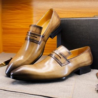 Men's genuine leather loafers - Thumbnail 4