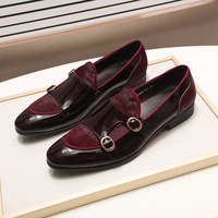 Men's loafers party formal patent leather double buckle monk shoes 2 colors - Thumbnail 3
