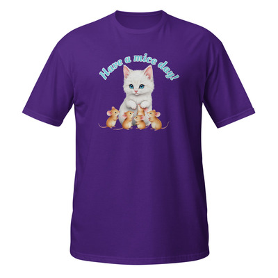 Have a mice day short-sleeve unisex t-shirt cute kitty cat mouse kitten pun tee
