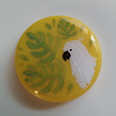 Cockatoo - hand-painted pinback button