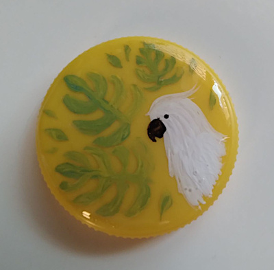 Cockatoo - Hand-Painted Pinback Button