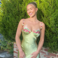 Beautiful Sheath Green Stain Applique Long Evening Dresses - Thumbnail 4