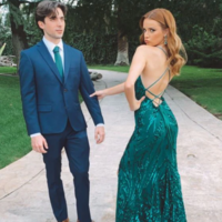 Straps Green Slit Sequin Prom Dresses Long Evening Dresses  - Thumbnail 1