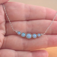 Sterling Silver Blue Opal Necklace/Blue Opal Jewellery/Opal Jewelry/Gemstone Necklace/October Birthstone/October Birthday/Necklace/UK - Thumbnail 2