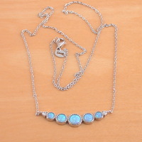 BOXED GIFT SET/Sterling Silver Blue Opal Necklace/Blue Opal Jewellery/Opal Jewelry/Gemstone Necklace/October Birthstone/October Birthday/Necklace/UK - Thumbnail 1