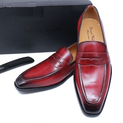 Handmade men's  top layer leather shoe businesss loafers 2 colors