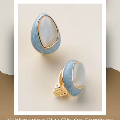 Whispering sky clip on earrings