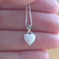 BOXED GIFT SET/Sterling Silver Opal Heart Pendant & Chain/Opal Necklace/Opal Heart Necklace/Opal Jewellery/Opal Pendant/Opal Earrings/UK - Thumbnail 3