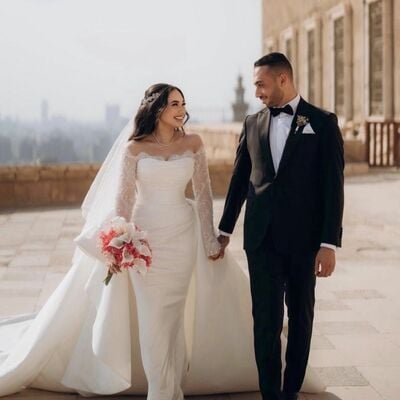 Elegant wedding dress, mermaid long sleeve lace bridal dress bridal gown - Thumbnail 2