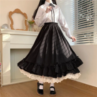  Women's Elegant A-Line Ruffle Pleated High Waist Skirt - Thumbnail 2